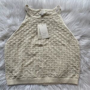 NWT!!! A New Day Women's Cream Lace Crochet Knit Halter Top XL